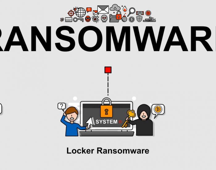 The vector banner of types of ransomware or malicious software with minimal vector. Creative flat design for web banner and business presentation.