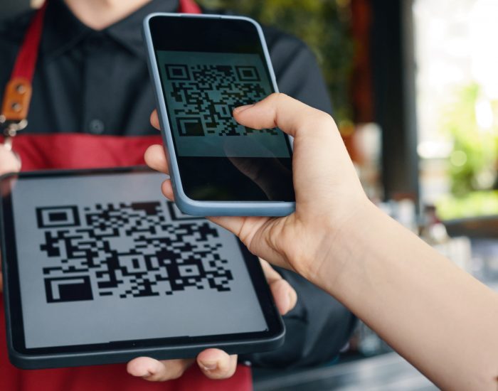 Web Banner with Cafe Guest Scanning QR Code